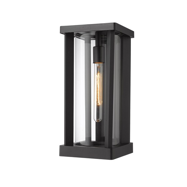Z-Lite Glenwood 1 Light Outdoor Wall Sconce, Black & Clear 586M-BK - main